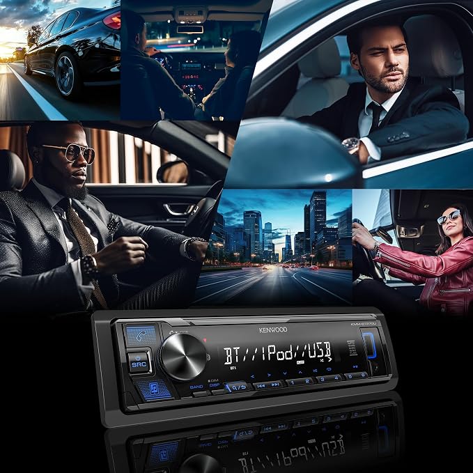 KENWOOD KMM-BT270U Bluetooth Digital Media Car Stereo Receiver with USB Port – AM/FM Radio, MP3 Player, High Contrast LCD, Detachable Face Plate, Single DIN, 13-Band EQ