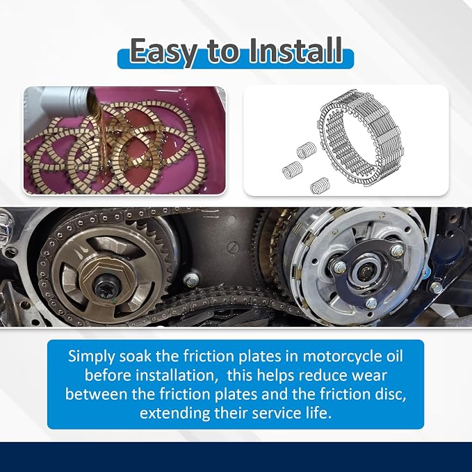 Wsays Extra Clutch Plates Kit Friction Steel Compatible with Harley Softail Heritage Fat Boy Street Bob 2018-2025 Fit FL Touring Street Electra Road Glide Road King 2017-2025 Fit M8 Engine Model