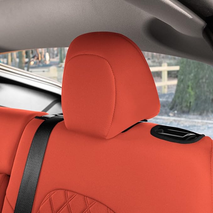 FH Group Custom Fit Car Seat Covers Specifically Made for 2020-2025 Tesla Model Y Ultraflex Neoprene Water Resistant Automotive Seat Covers - Full Set Solid Red