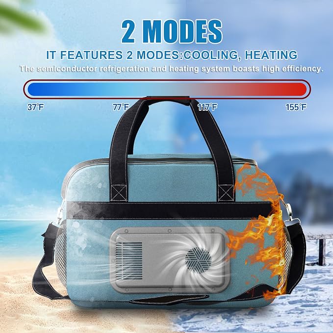 outohome 25L 12V Electric Portable Cooler Warmer Bag, DC Plug In Insulated Car Cooler Bag, Heating and Cooling Dual Function Bag for Truck Drivers, Camping, Groceries & Family Outings, All Season