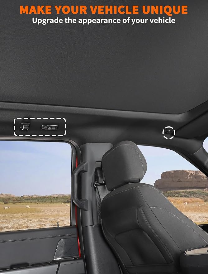 Savadicar 5-Piece Overhead Interior Trim Set for 2021-Present Ford F150, Carbon Fiber Finish Roof Overlay Accent, Interior Decorative Accessories