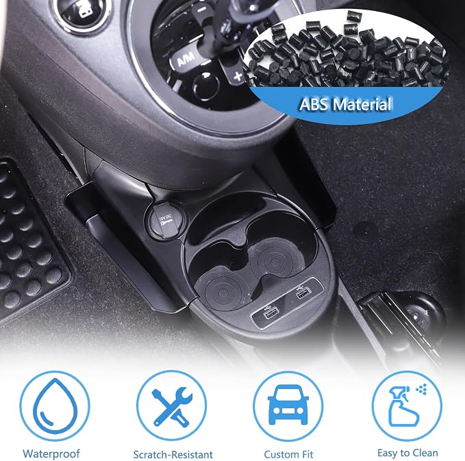 Gear Shift Organizer Tray Compatible with Fiat 500 2007-2024,Cup Holder Auxiliary Storage Box,Center Console Insert Container Secondary Storage Box Interior Accessories 2PCS (for Fiat 500 2016-2024)