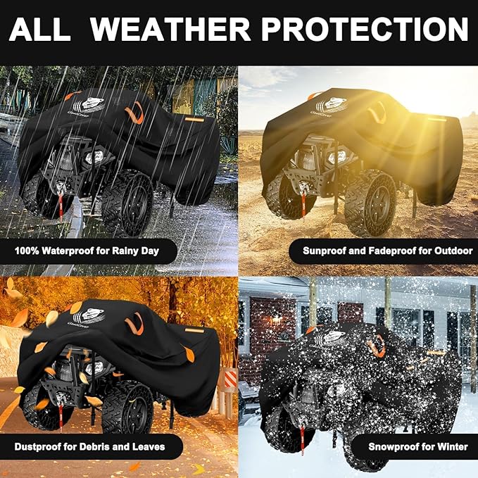 ATV Covers Waterproof Outdoor,4 Wheeler and Quad Cover,Durable and UV-Resistant,All Weather Protection Four Wheeler Cover,Fit for Polaris Honda Yamaha Kawasaki Suzuki-86.6x38.6x41.7