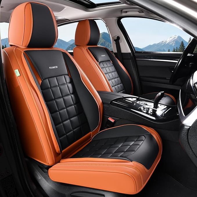 FLORICH Leather Seat Cover, Car Seat Covers Full Set, Waterproof Car Seat Protectors 5 Seats, Front and Rear Seat Covers for Cars, Breathable Automotive Seat Covers Protector Fit for Most Cars Trucks