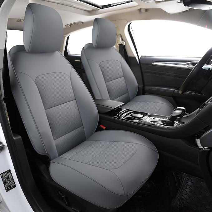GXT Custom Car Seat Covers Compatible for Ford Fusion 2013-2018, Front Rear Waterproof Car Seat Covers, Odorless Leatherette Full Set Custom Seat Covers(Grey)