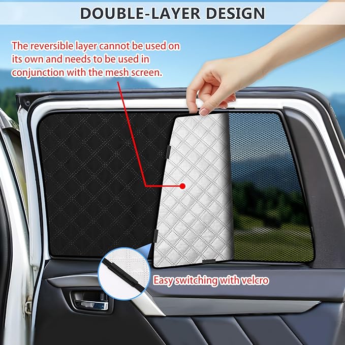 ZATOOTO Side Window Shade Cover for Toyota 4Runner 2017-Now, Double Layer Window Sunshade with Breathable Mesh Screen and Reversible Design Blackout Privacy Shade & UV Protection for Sleeping Camping