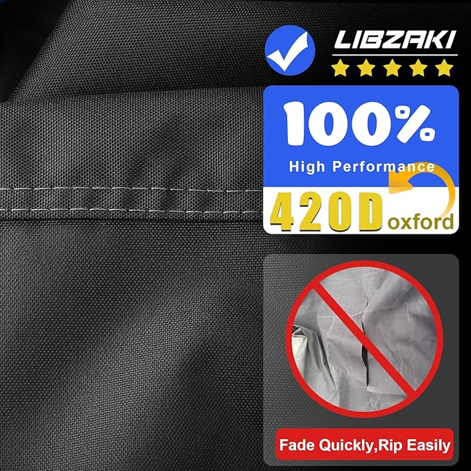 Motorcycle Cover 420D Heavy Duty All Season Universal Weather Waterproof Outdoor Protection 96" XXL Vehicle Cover/Black/Gray