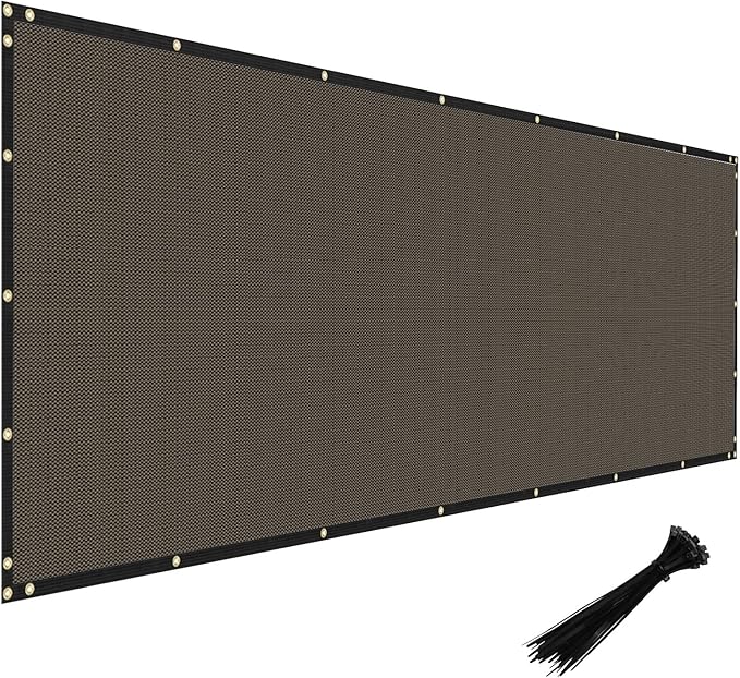 Windscreen4less Privacy Fence Screen Heavy Duty Windscreen Fencing Mesh Fabric Shade Net Cover with Brass Grommtes for Outdoor Wall Garden Yard Pool Deck, 8'x171' Brown