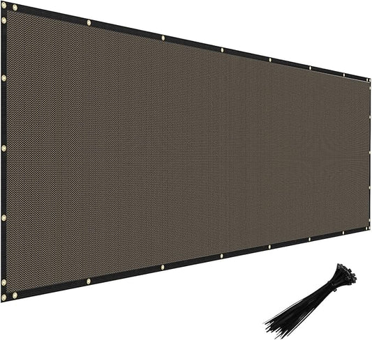 Windscreen4less Privacy Fence Screen Heavy Duty Windscreen Fencing Mesh Fabric Shade Net Cover with Brass Grommtes for Outdoor Wall Garden Yard Pool Deck, 8'x290' Brown