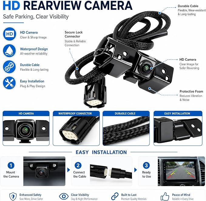 No. 22803702 Rear View Backup Reverse Parking Camera/Rear View Camera | for Chevy Silverado 1500 2500 HD 3500 HD GMC Sierra 1500 2500 3500 2014 2015 [6 Pins] 23306741 84143039