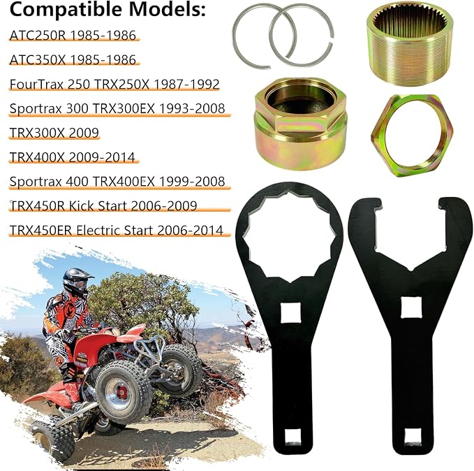 Axle Nut Wrench & Rear Jam Clip for TRX250X 300EX 400EX ATC250R | for ATC250R 350X, FourTrax 250 300, TRX300X, TRX400X, Sportrax 400, 08-0479, 90308-HB9-000
