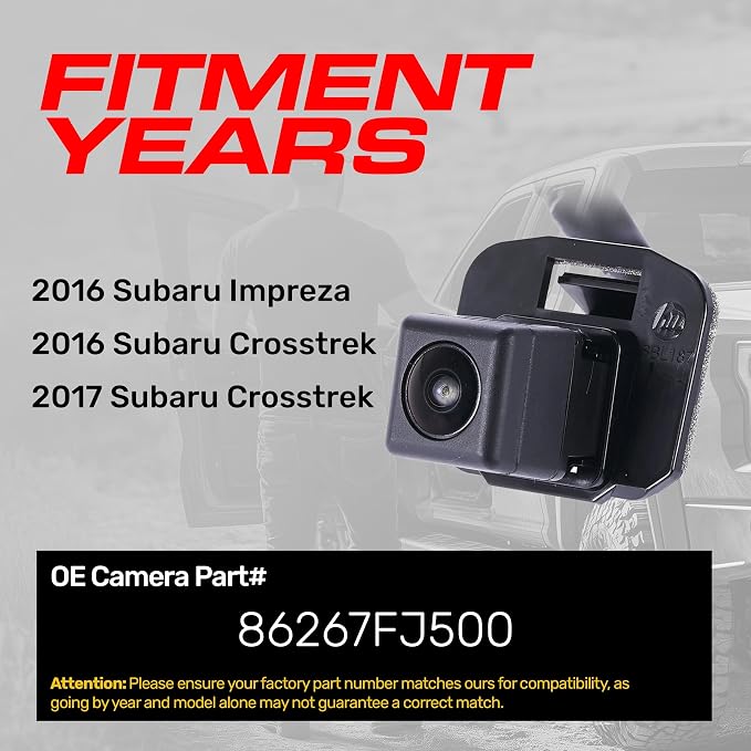 Master Tailgaters Replacement for Subaru Impreza (2016), Crosstrek (2016-2017) Backup Camera OE Part # 86267FJ500