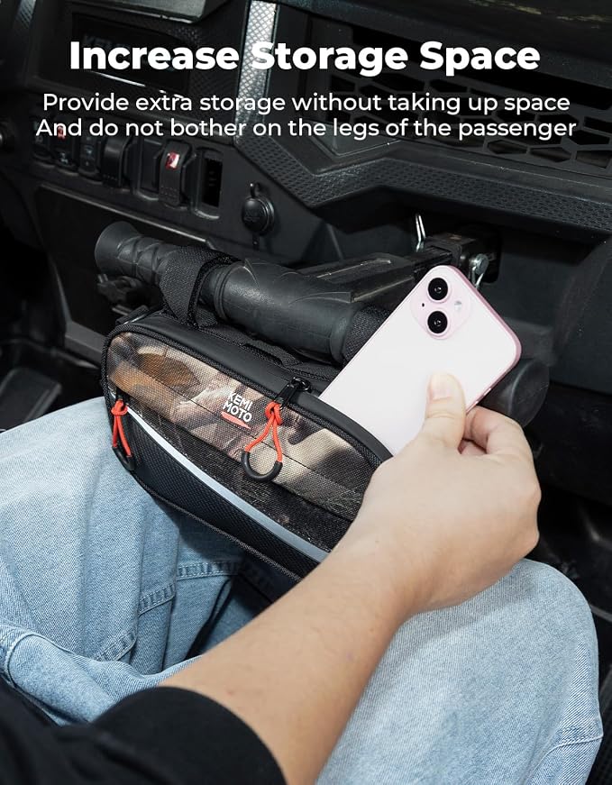 KEMIMOTO UTV Roll Cage Storage Bag Universal 1680D Grab Handle Storage Bag Dimensions 11" x 5" Side by Side Accessories Compatible with UTV, ATV, Golf Cart, Bike, Off-road Vehicle, Camo
