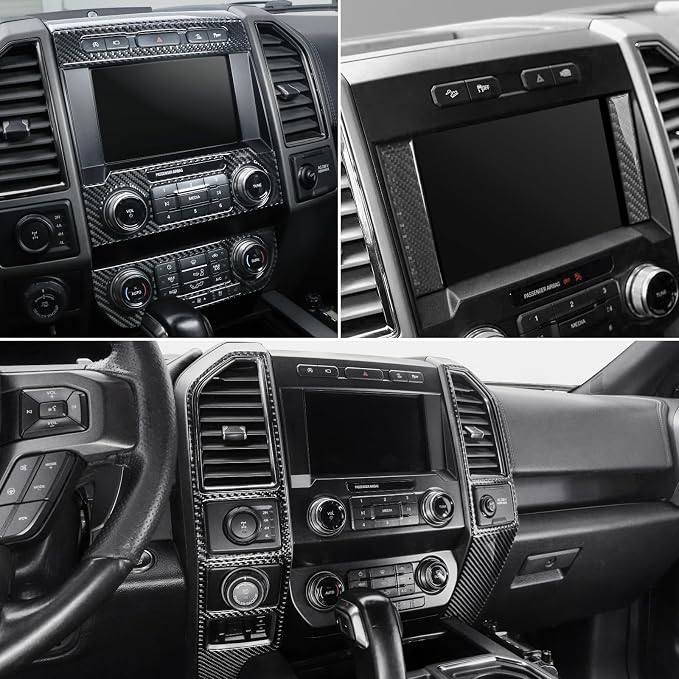 BETTERHUMZ Air Conditioning CD Control Panel Display Screen Outlet Trim Compatible with Ford F150 Raptor 2015-2020 Carbon Fiber