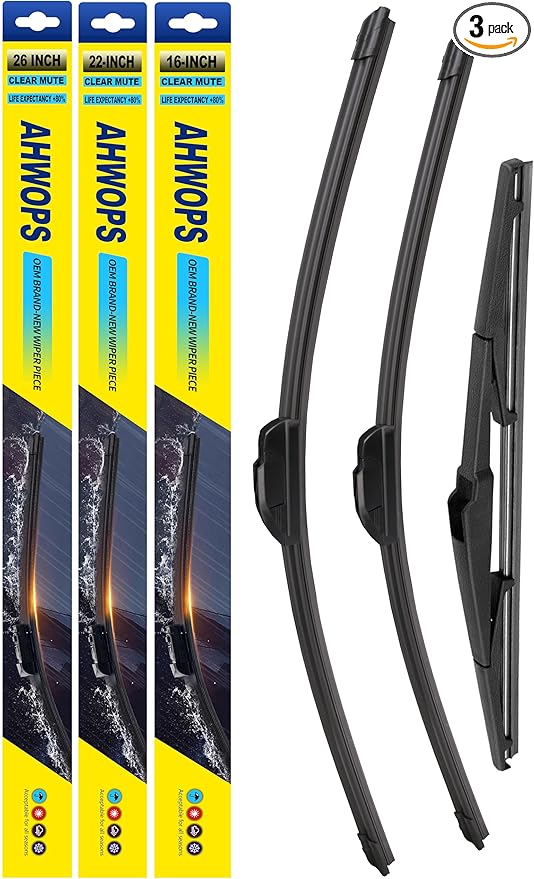 3 Wiper Front and Rear Wiper Blades for 2010-2015 Lexus RX350,2010-2015 RX450h, OE Original Style (26″/22″ Front/16″ Rear) For My Car