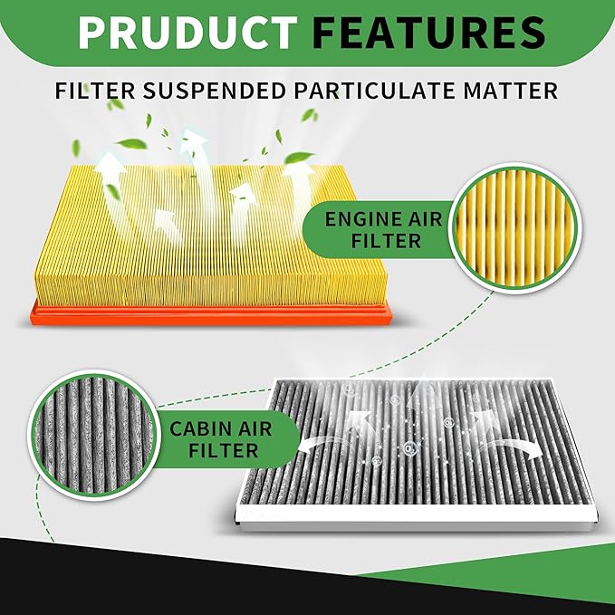 Engine and Cabin Air Filter Set Compatible with Mercedes Sprinter Van 2500 3500 2010-2018, for Dodge/Freightliner Sprinter 2500 3500 A0000903751 9068300318 A0000902651