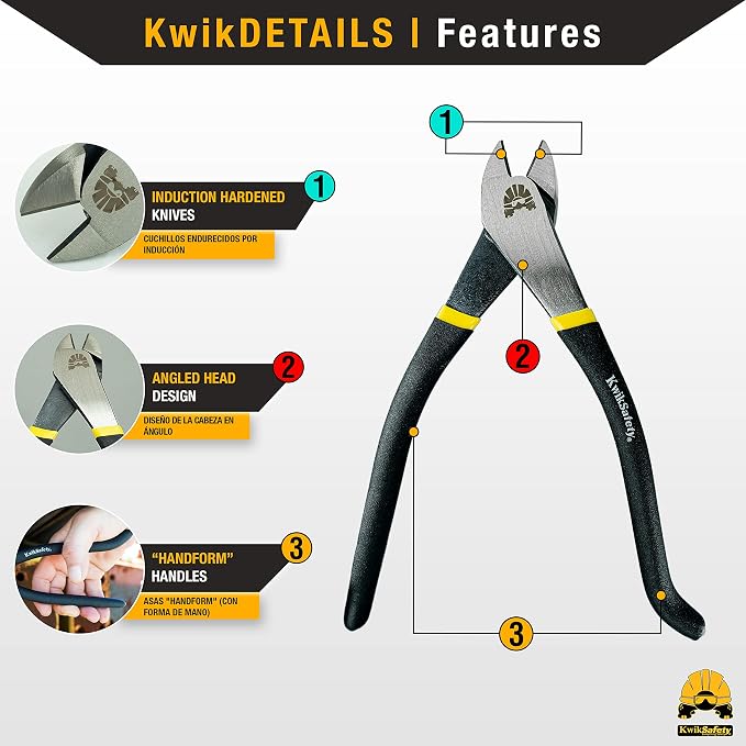KwikSafety (Charlotte, NC) Heavy Duty Tool Lanyard 3 Pack & Diagonal Cutting Pliers PPE Accessory Bundle