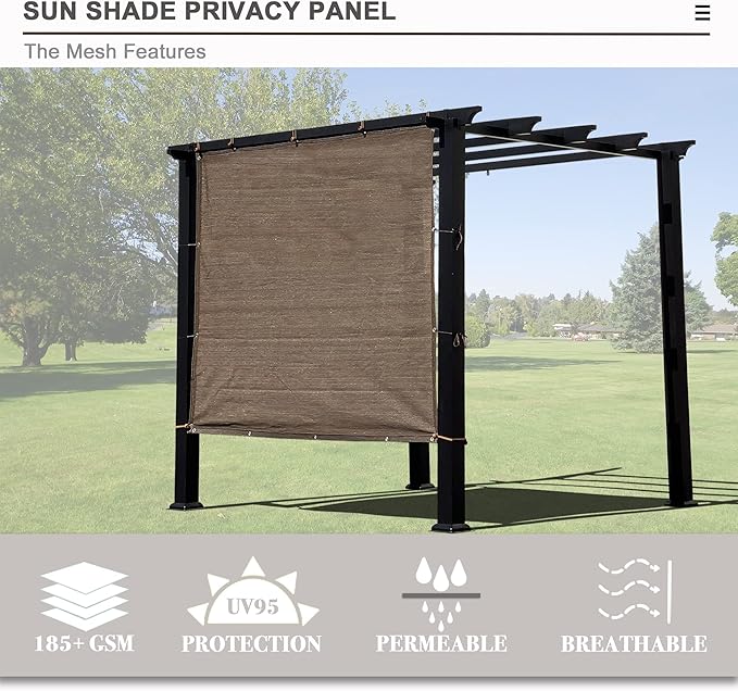 Alion Home Sun Shade Privacy Panel with Grommets and Hems on 4 Sides for Patio, Awning, Window, Pergola or Gazebo - Mocha Brown (10' x 4')