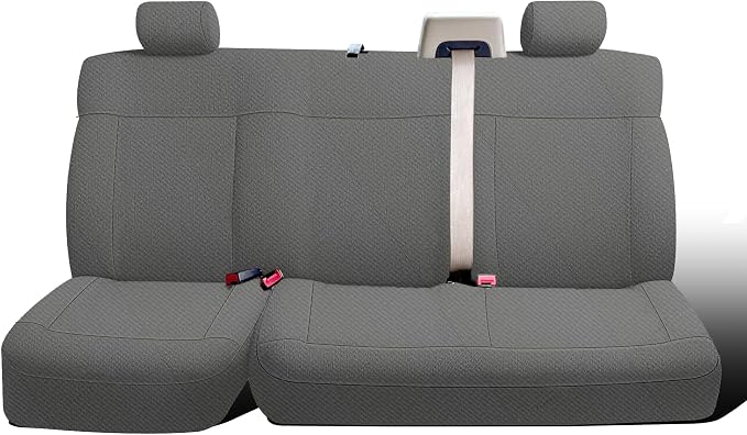 ESMING Heavy-Duty Knitted Fabric Rear Bench Seat Covers for Ford F150 XLT Super Cab 2004 2005 2006 2007 2008, Heavy-Duty Knit Fabric, Easy Install & Cleaning - Gray
