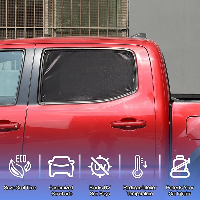Rear Side Window Shades for Toyota Tacoma 2016-2022 Breathable Mesh Net Curtains Car Window Screen Cover UV Blocker Sun Protector Glare HeatShield Privacy Protector Window Sunshade for Camping