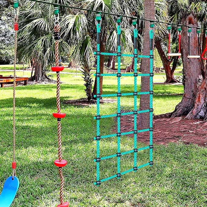 BeneLabel Climbing Cargo Net 30" x 77" Indoor Climbing net, Outdoor Cargo Webbing Net Playground Climbing Net for Treehouse 100% Nylon Material Rope Ladder
