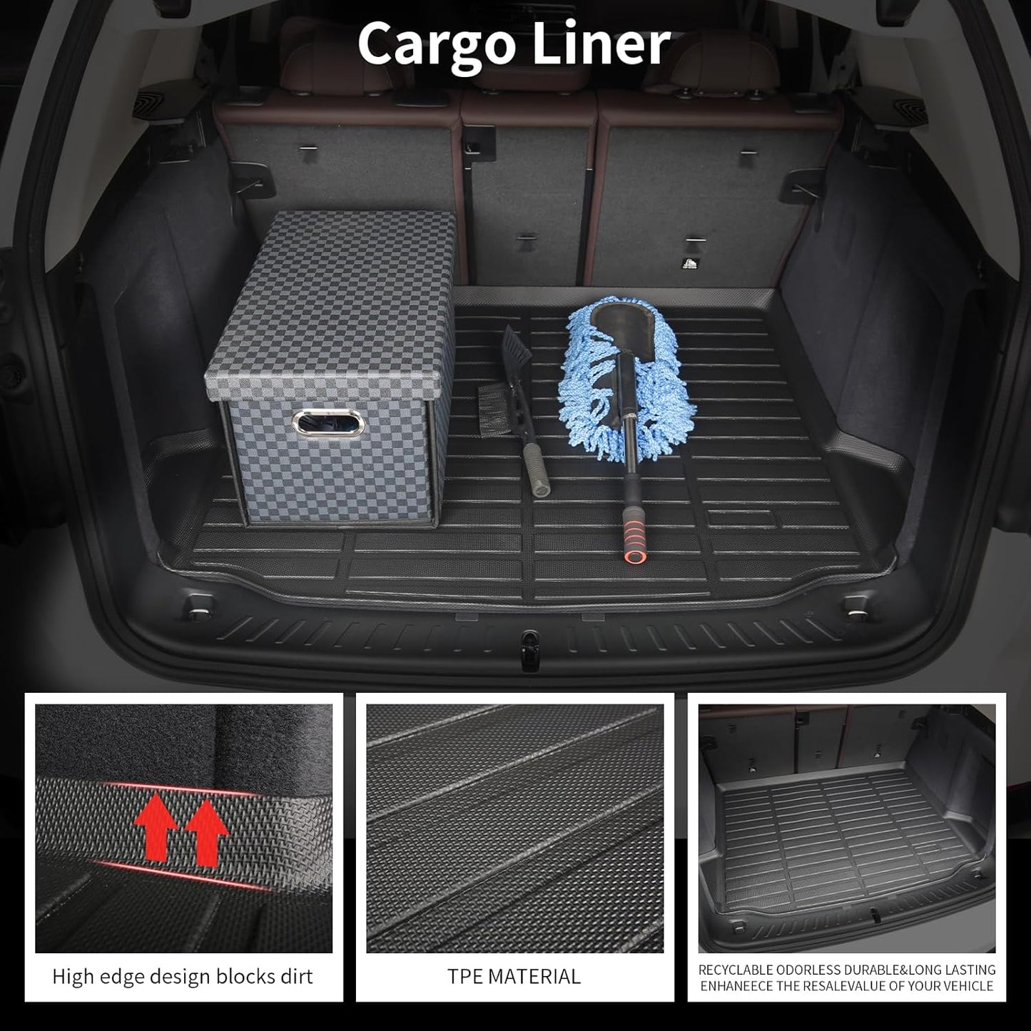 Wayhigh-All Weather Floor Mats and Cargo Liner Set Fit for Kia Seltos 2024 2025 S | LX丨EX丨SX丨X-Line, TPE Car Mats Set (Floor Mats+Rear Trunk Mat) for 2025 Seltos Accessories