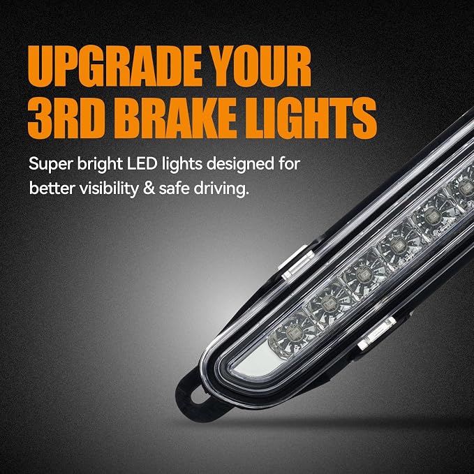 Third 3rd Brake Light LED for 2006-2010 Dodge Charger, High Mount Rear Brake Lights Assembly for 06-10 Charger, Waterproof Center Cab Lamp Stop Light (Clear)