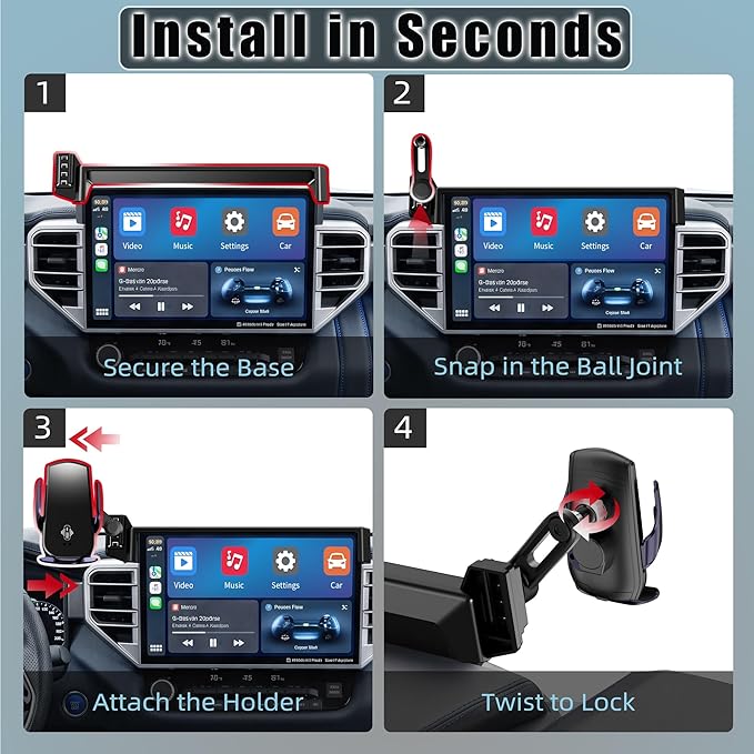 Car Phone Mount for 2022-2026 Toyota Tundra & 2023-2026 Toyota Sequoia, Smart Auto-Clamping on 14" Touchscreen, 15W Wireless Fast Charging, 360° Adjustable, Without Blocking Airflow