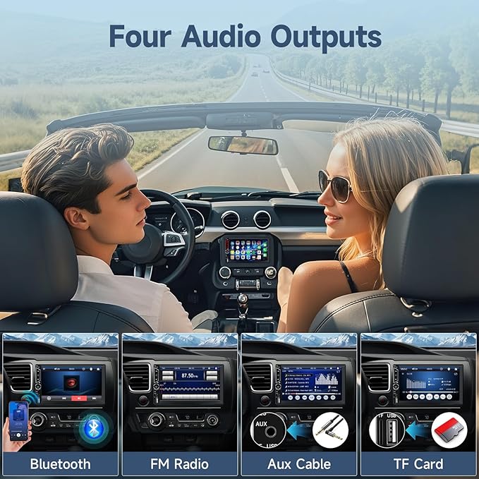 Leadfan 7inch Car Stereo Double Din Radio Touchscreen with Backup Camera Multimedia Car Audio Support Mirror Link, Bluetooth Caller ID, FM/MP3/MP4/USB/Subwoofer,Aux Input Car Audio Receivers