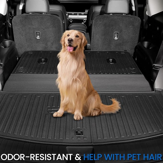 Cargo Mat Backrest Mats for 2026 Hyundai Palisade 7&8 Seats (Only Gas), All Weather TPE Cargo Liner Trunk Lower Mat Accessories (2026 | 2-in-1 Cargo Mat+Trunk Lower Mat)