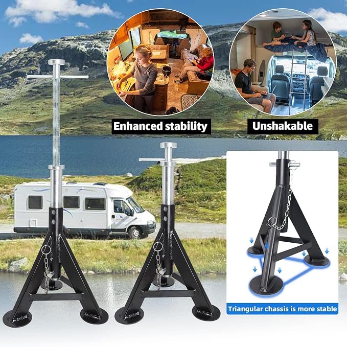 BESTOOL RV Supports Stabilizer Jacks, Travel Trailer Stabilizer Jacks Camper Jack Stands from 17.3" to 30." 1Pair Capacity 12000 lbs, 2 Pack