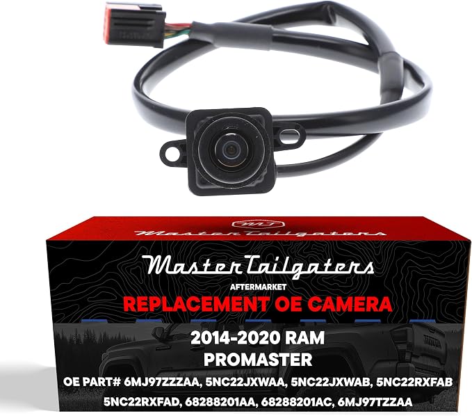 Master Tailgaters Replacement for Ram ProMaster Cargo Van (2014-2020) Backup Camera OE Part # 6MJ97ZZZAA, 5NC22JXWAA, 5NC22JXWAB, 5NC22RXFAB, 5NC22RXFAD, 68288201AA, 68288201AC, 6MJ97TZZAA