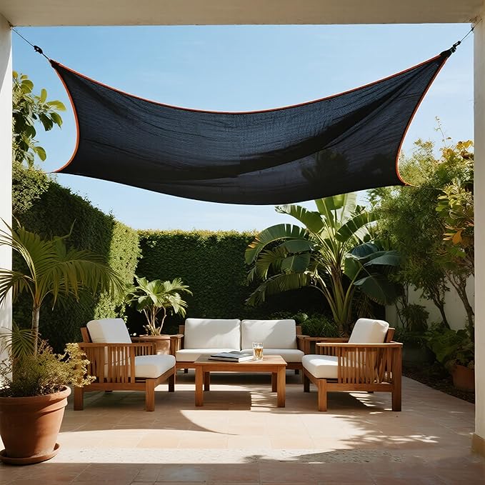 winemana 40% Black Shade Cloth, 10 x 20 FT Durable Mesh Tarp with Grommets, Resistant Garden Sun Shade Netting, Shading Antifreezing for Pergola, Greenhouse, Plants Growing, Chicken Coop