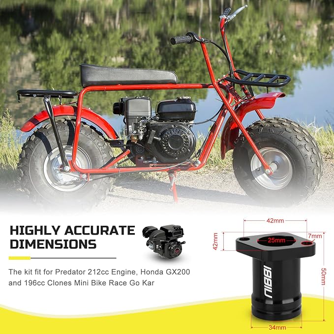 NIBBI 24mm Carburetor Kit for Predator 212 Coleman Predator 212cc 196cc 224cc Engine Mini Bike Go Kart Performance Parts Black