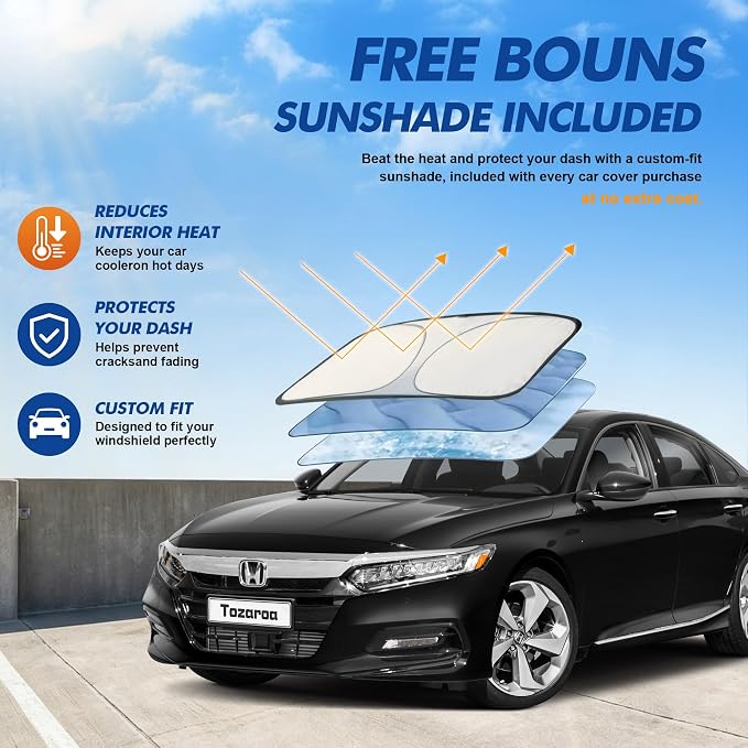 Car Cover Waterproof All-Weather,Heavy-Duty Outdoor Full Exterior Automobiles Sedan/Coupe (Length 186-193 inch) with Windshield Sun Shade Universal Fit Toyota Camry, Tesla Model 3, Accord etc