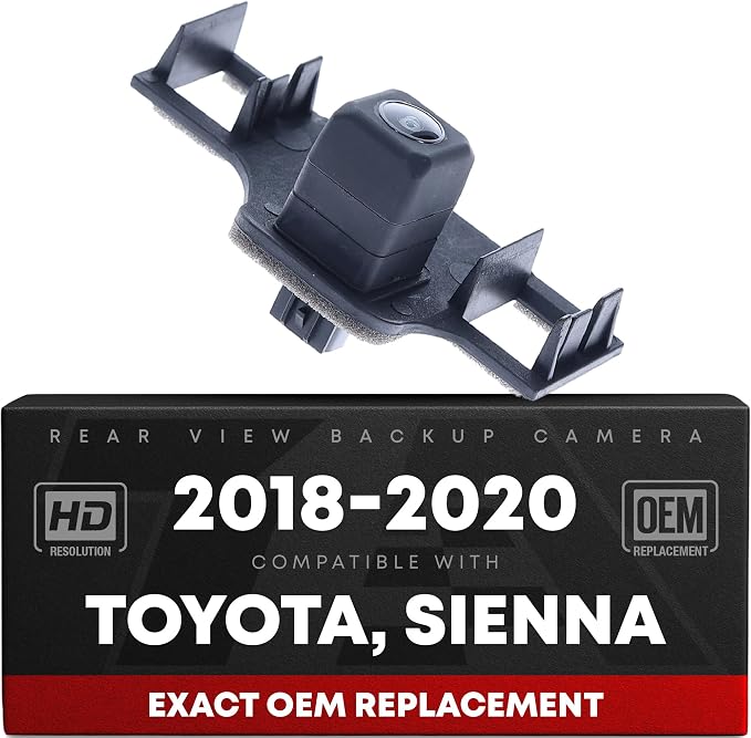 Rear View Backup Camera, Reverse Park Assist - Compatible with 2018-2020 Toyota Sienna - OEM 8679008040, TO1960158