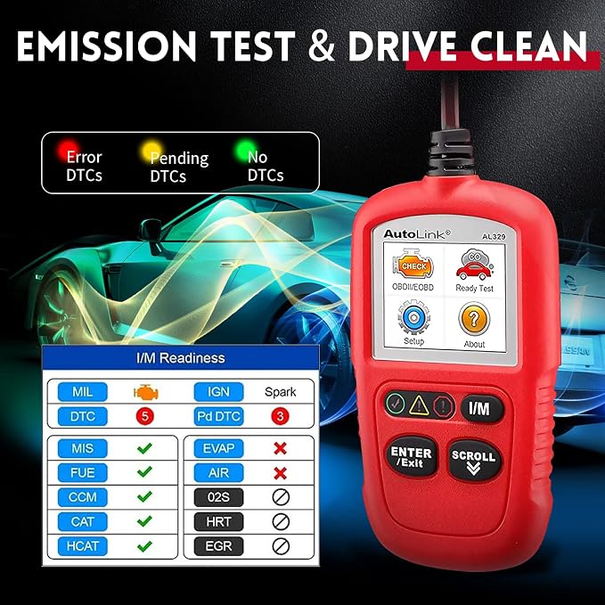 Autel AutoLink AL329 OBD2 Scanner, Upgrade of AL319 & MS309 Code Reader, OBDII Reader with Auto VIN, Live Data, DTC Lookup, Emission Monitor Test, I/M Readiness Smog Check CAN Diagnostic Scan Tool
