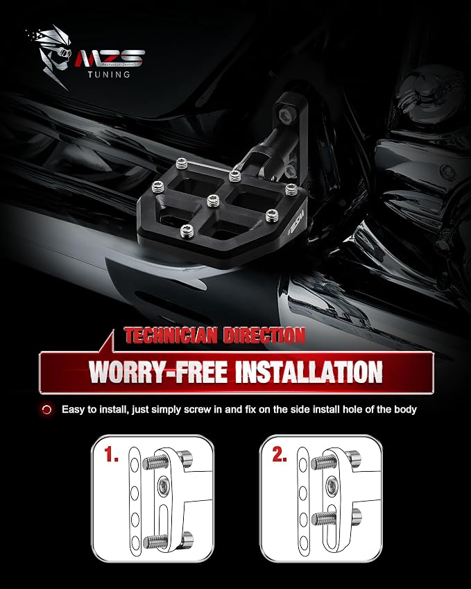 MZS Motorcycle Passenger Floorboards, Touring Rear Footboards MX Foot Pegs Floor Boards Mount Bracket Kit CNC Black Compatible with 93-25 Road Glide Electra Street Glide Road King Tri Ultra CVO FLD
