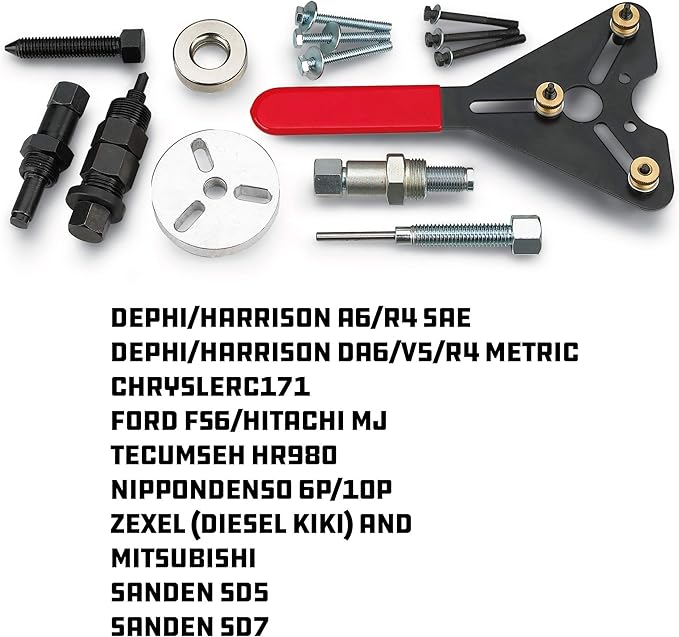 Powerbuilt Air Conditioning Clutch Remove and Install Tool kit, AC Compressor Clutches Remover and Installer, Holding Tools, Storage Case - 948995,Silver