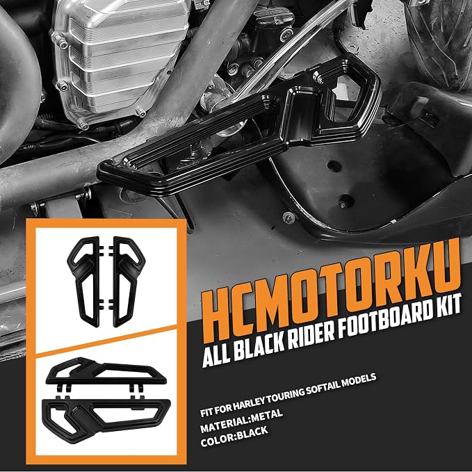 Motorcycle Driver Floorboards Rider Front Footboards Pedal Foot Peg Fit For Harley Touring Road King Road Glide Electra Glide Street Glide Softail Dyna 1986-2025 Full black