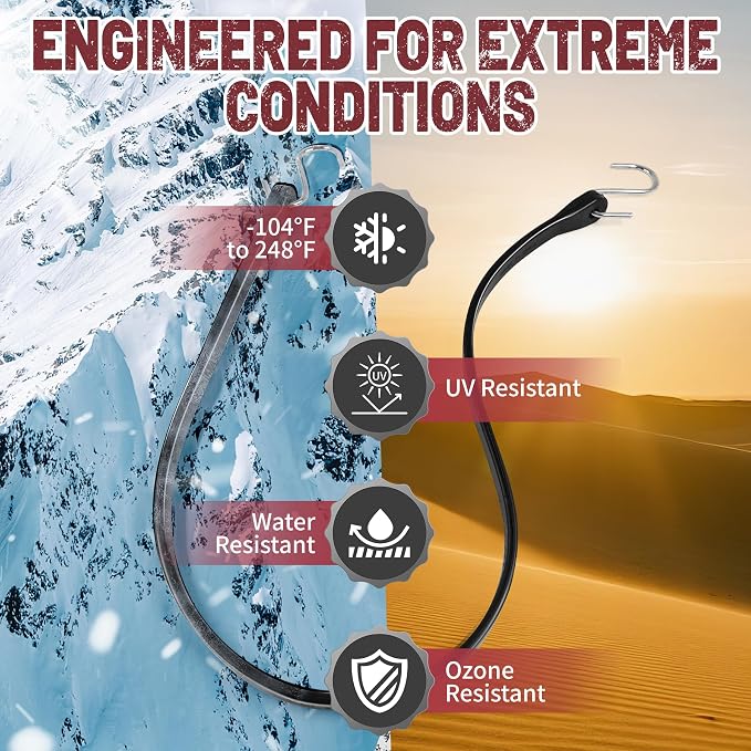 Bungee Cords with Hooks (10 Pack) – 21" Heavy Duty EPDM Rubber Tarp Straps, Max Stretch 2X, Load 180+ LBS, Crimped S Hooks for Cargo, Trucks, Camping, Outdoor Use