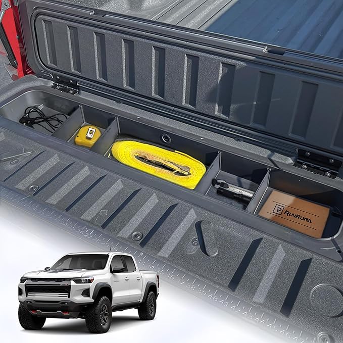 RUNROAD Tailgate Storage Dividers Compatible with 2023 2024 2025 2026 Chevy Colorado and GMC Canyon Accessories, Dashboard Storage Organizer for Colorado Canyon Storage Box