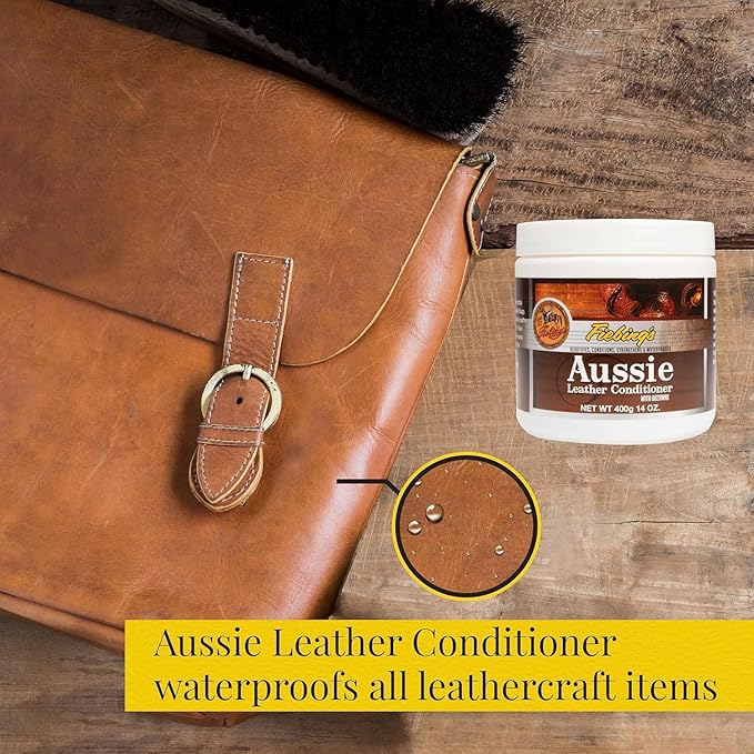 Fiebing's Aussie Leather Conditioner 2-Pack (14 oz) - Contains Beeswax to Withstand Hot Conditions - Preserve, Moisturize, Strengthen, Waterproof Leathercraft, Car, Furniture, Purse, Boot, Shoe