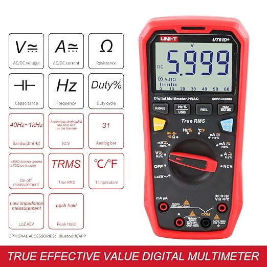 UNI-T UT61D+ Digital Multimeter True RMS AC/DC Voltage Current Resistance Capacitance Tester