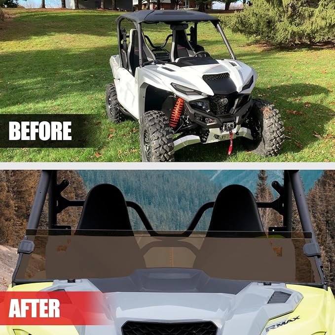 A & UTV PRO Front Tinted Half Windshield for Yamaha Wolverine RMAX2 1000/ RMAX4 1000 2021-2026 Accessories, Hard Coated Vented Window Windscreen, 250x Stronger Than Glass, 1PC