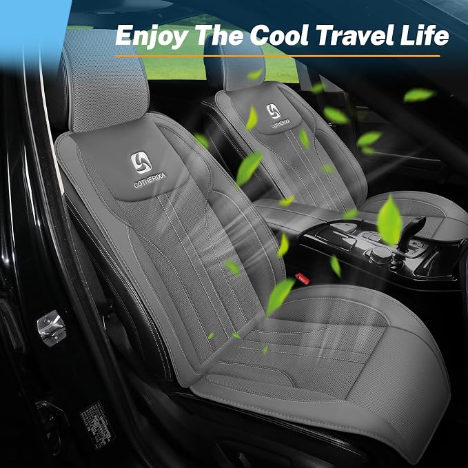 Cooling Car Seat Cover with 10 Powerful Turbo Fans，12V-24V Ventilated Cooling Car Seat Cushion，3-Speed Adjustable Breathable Cooling Seat Cover for Car SUV Truck Universal Fit (Grey)
