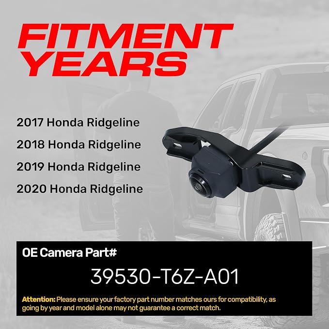 Master Tailgaters Replacement for Honda Ridgeline (2017-2020) Rear View Backup Camera OE Part # 39530-T6Z-A01