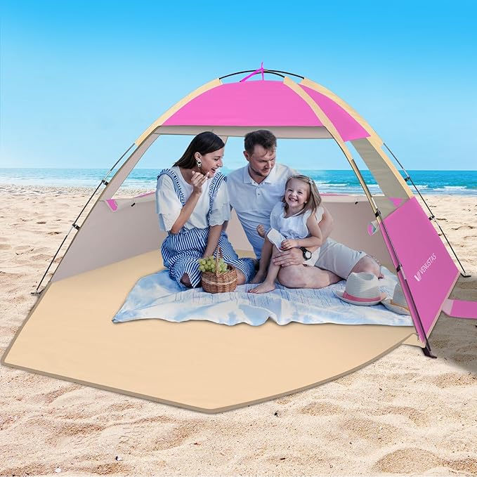 Venustas Beach Tent Sun Shelter for 3/4/6/8 Person, UPF 50+ UV Protection Beach Canopy, Lightweight and Easy Setup Cabana, Portable Shade Tent