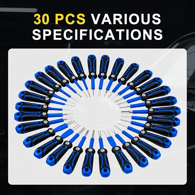 Kuntech 30 PCS Universal Terminal Release Kit, Universal Electrical Terminal Removal Tool for Replaces Universal Vehicle Wire Harness Pin Connector Release