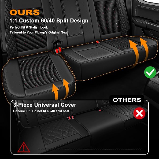 for Ford F150 Seat Covers 2009-2024 2025 2026 | F250 F350 F450 2017-2025 2026 Seat Covers Super Duty, Leather Waterproof, Custom Fit for Ford(Full Set,Black)